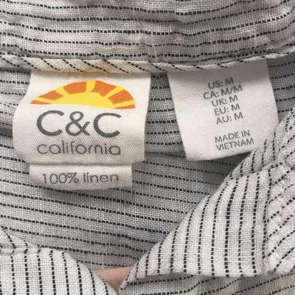 100% Linen Short Sleeve Top / C&C California - Picture 10 of 10